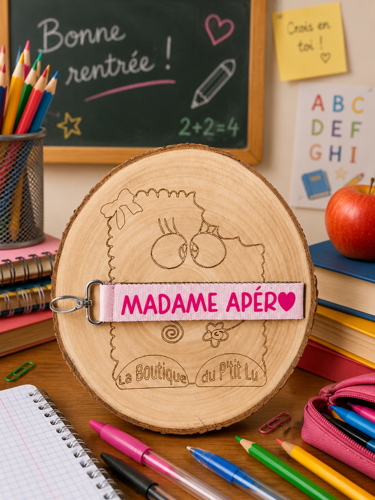 Porte-clés "Madame Apéro "  (Rouge, Rose pailletés)