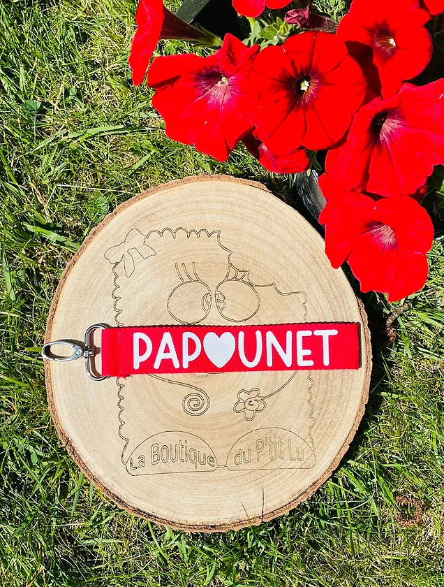 Porte-clés "Papounet "  (Rouge, Rose pailletés)