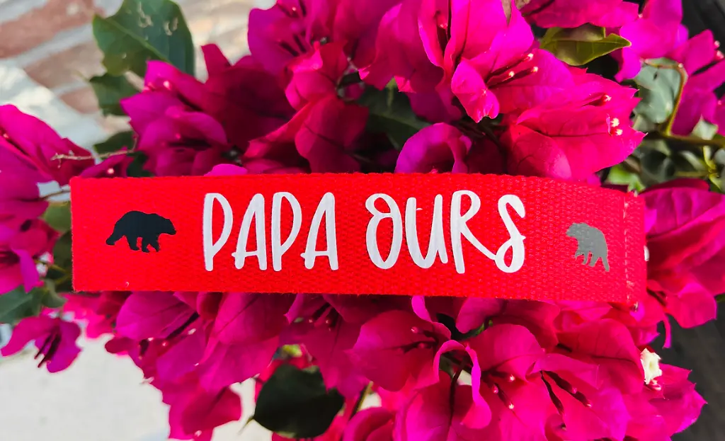 Porte-clés "Papa Ours "  (Rouge, Rose pailletés)