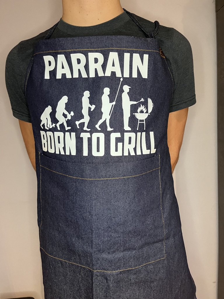 Tablier Barbecue "... Born to Grill"   (Rose pailletés)