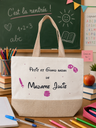 Sac en tissu/jute "Petit et grand bazar de Madame ..." Rose