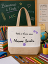 Sac en tissu/jute "Petit et grand bazar de Madame ..." Violet