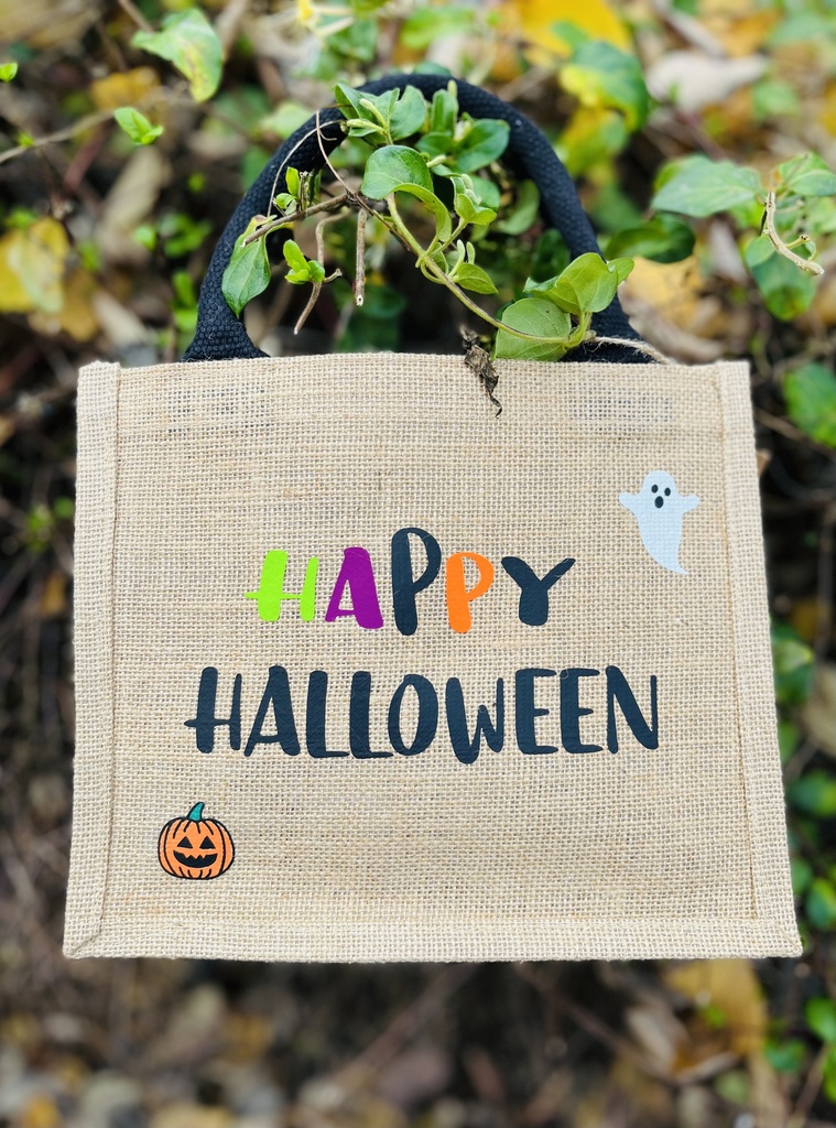Sac en toile de jute "Happy Halloween"