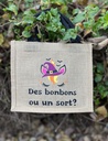 Sac en toile de jute "Des bonbons ou un sort" 
