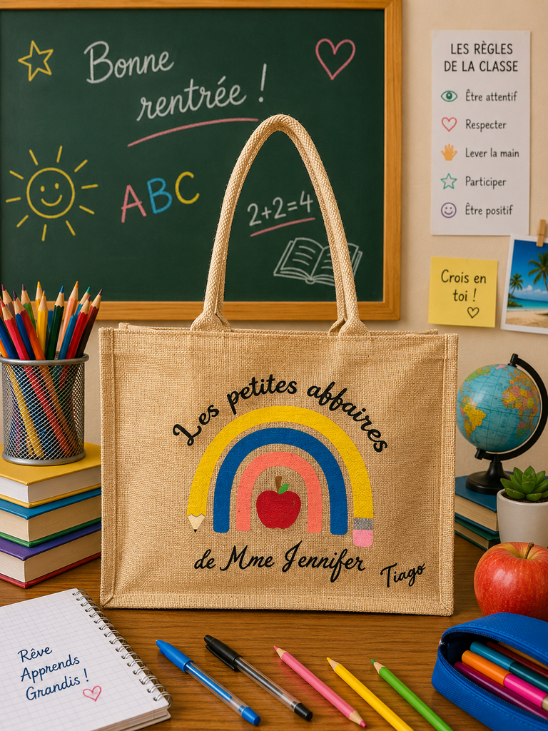 Sac en toile de jute "Les petites affaires de .... " 