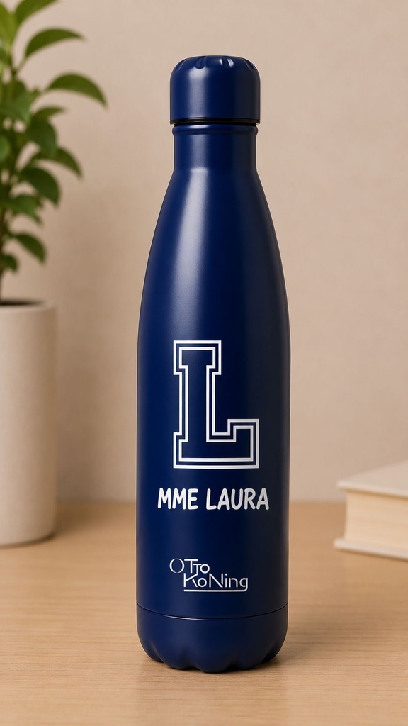 Gourde isotherme personnalisée *bleu marine*   (Blanc)