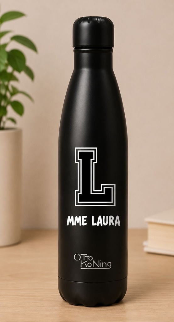 Gourde isotherme personnalisée *noire*    (Blanc)