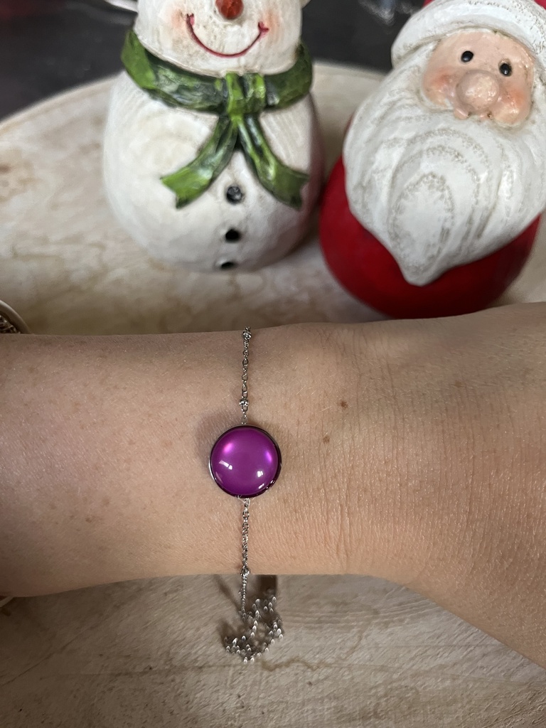 Bracelet Polaris "violet" argenté en acier inoxydable      