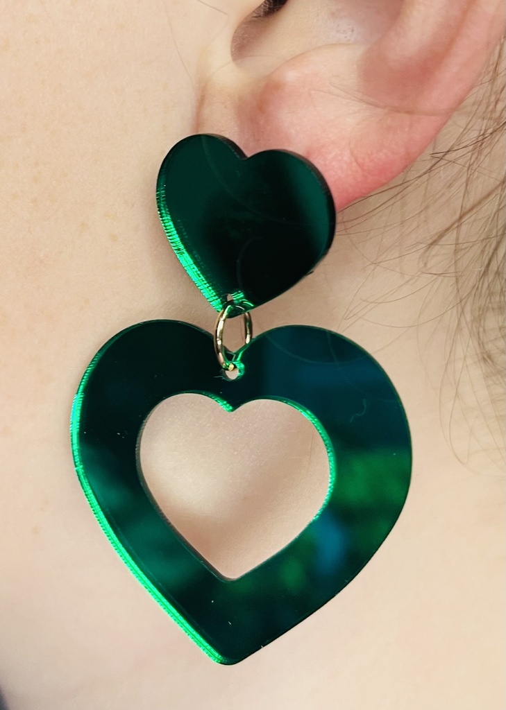 Boucles d'oreilles " Love" Vert
