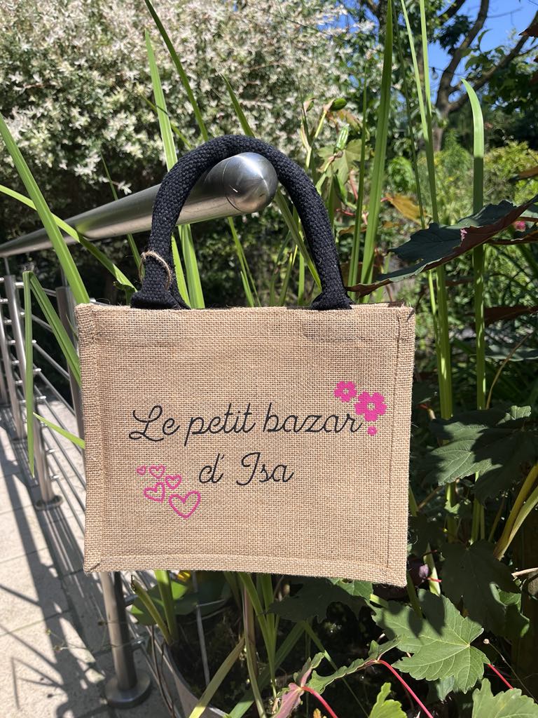 Sac en toile de jute "Le petit bazar de ..."   